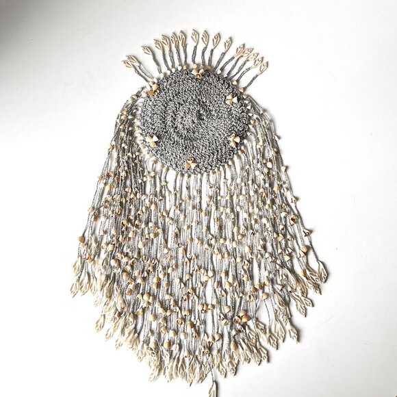 Rare Vintage 70s Cowrie and Chula Sea Shell Jewelry Crown Head Piece Wig OS main image 6